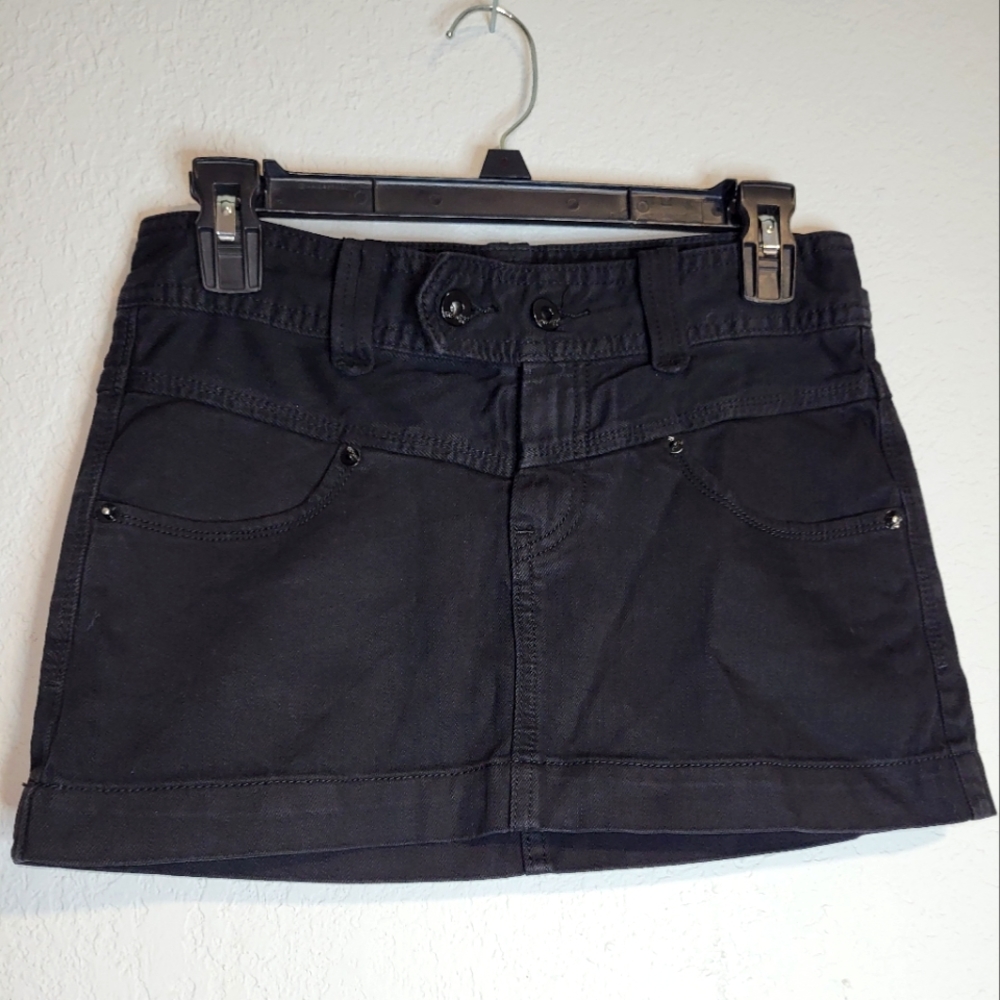 Express black denim mini skirt